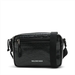 Balenciaga Explorer Leather Shoulder Bag Black